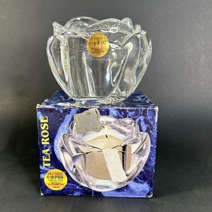 Capri Crystal Tea Rose Votive Holder Made in Italy New